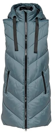 JdY Gilet invernale da donna Skylar | Giacca trapuntata lunga trapuntata senza maniche | Basic con cappuccio e zip, Blu, XL