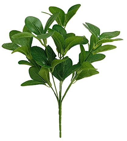 Mokylor Artificial Plant Stem, 12.6 Inch Faux Greenery Branches Stems Fake 7 Fork Film Rhododendron Leaf Branch for Floral Arrangement Vase Bouquets(#1) (1PCS)
