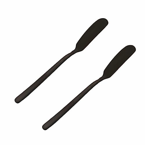 Wambere 6 coltelli da burro in acciaio inox - 16,5 cm × 1,8 cm Coltello da tavola con manico lungo, set di coltelli da formaggio, coltelli da colazione per formaggio, torte, pane, dessert - nero