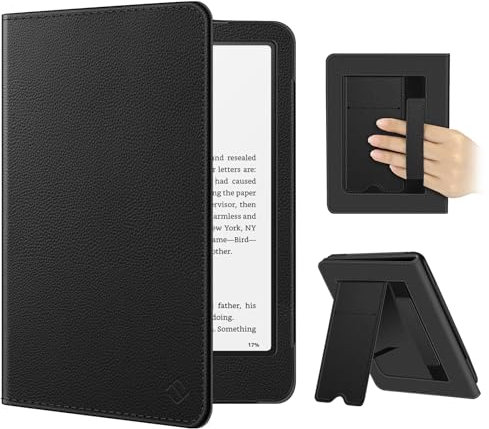Fintie Hülle für 7 Kindle Paperwhite(12. Generation) und Kindle Colorsoft/Paperwhite Signature Edition 2025/2024, Kickstand Schutzhülle mit Handschlaufe und Auto Sleep/Wake Funktion, Schwarz