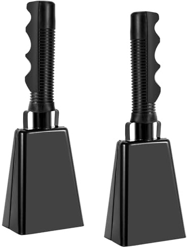 Zihvfzu 2 Pack Cowbell, 9 Inch Noise Maker Cowbells for Sporting Events, Football Games, Stadiums, Party, Concert, Graduations, School, Farm Ranch, Percussion Noise Makers with Handle