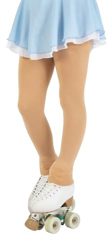 CALZITALY Mallas de patinaje artístico para niña, sin pie, mallas opacas para patinaje sobre hielo, 80 DEN, fabricadas en Italia, color carne, 4-6 años