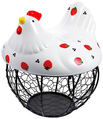 Garneck Cesto Portaoggetti in Arte Di Ferro Con Design Gallina Cesto Portafrutta E Porta Uova Creativo Per Cucina 8.66X8.27X9.06In Decorazione Rustica E Funzionale