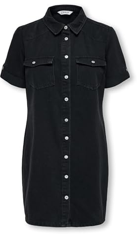 ONLY Abito in Jeans Femminile ONLLISA Abito Corto, Nero delavé, L