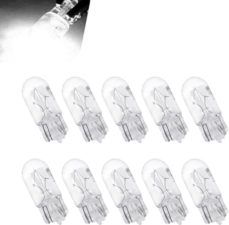 Bawkars 10 PCS Car Brake Lights, T10 168 192 12V 5W Tail Light Bulb, High-Temperature Resistant Turn Signal Light Replacements, Universal Automotive Light Bulbs for Truck SUV Car (White)