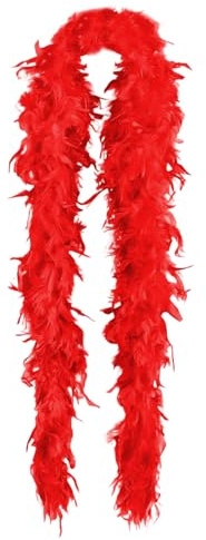 SNBUHA Boa de Plumas, Plumas Artificiales Esponjosa, Accesorios de Danza para Carnaval Halloween Fiestas Cosplay Boda, 2m, 40g (Rojo)