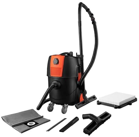 Dnipro-M Aspirador Industrial 1600W para Seco y Húmedo, Tanque 30 L, Autolimpieza de Filtro, Toma para Herramientas 2000W, HEPA, Manguera 3 m y Depósito Anticorrosión – VCW‑30SA Autoclean