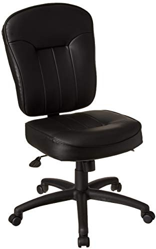 Boss Office Products Leather Adjustable Task Chair Without Arms, Black, B563