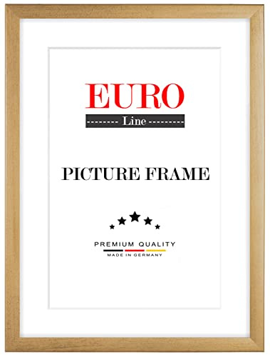 EUROLine35 Cornice foto in legno 33 x 40 cm su misura - colore: Oro sfocato | taglia selezionabile | con vetro acrilico antiriflesso | cornici per foto | Manifesti | puzzle