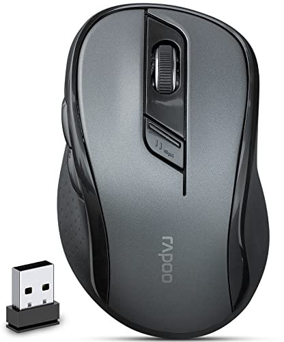 Rapoo M500 Silent kabellose Maus wireless Mouse 1600 DPI Sensor 12 Monate Batterielaufzeit leise Tasten ergonomisch für Rechtshänder PC & Mac - schwarz