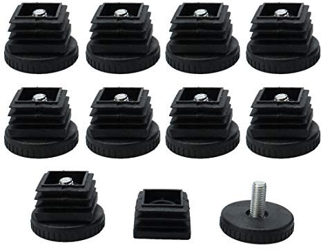 sourcing map Verstellbare Möbelfüße einschlagmutter Stellfüße Vierkantrohr Lamellen Möbelbein Einstellschrauben 10 Sets 30x30mm