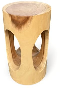 FaHome Holzhocker Rund-Hocker Holz Ablagetisch Natur Beistelltisch Möbel Hocker Saman Holz Blumenhocker Massiv
