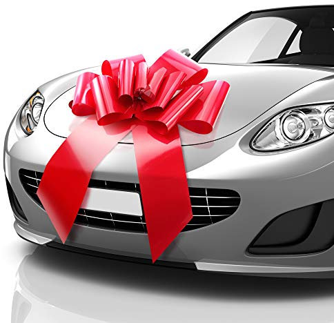 Mata1 – Riesige Autoschleife – Rot, 58 cm – Große Geschenkschleife für große Geschenkdekorationen – Riesige Größe für drinnen und draußen