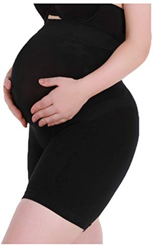 KUNINDOME Sömlösa formkläder för moderskap, förhindrar lårskav, graviditet magstöd, S-5XL, Svart, L