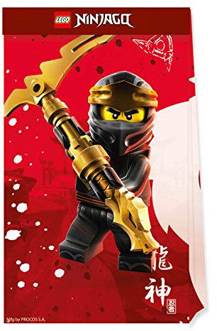 Procos 92242 - Partytüten, Lego Ninjago, FSC® Mix, 4 Stück, Papiertüten, Mitgebsel, Geburtstag, Mottoparty