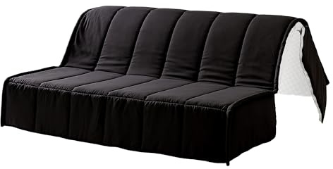 EVERGREENWEB - Copridivano per Divano Letto Matrimoniale 3 Posti largo 160 cm senza Braccioli, Rivestimento Letto Estraibile Pieghevole Sfoderabile con Zip, Fodera in Tessuto Nero Trapuntato Lavabile