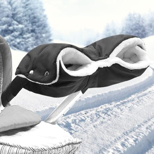 BNGXR Handwärmer Kinderwagen, Handwärmer Handschuhe Handmuff mit Fleece, Wasserfest und Windabweisend Kinderwagen Muff Universalgröße für Kinderwagen Buggy Wasserfest Winddicht - Schwarz