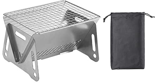 CHAODI Holzkohlegrill, Tragbarer Faltgrill aus Edelstahl mit Transporttasche, BBQ Grill Charcoal Grill Picknickgrill, Tragbarer Klappgrill, für Hausgärten BBQ Outdoor Beach Party, 21*16*12.5cm