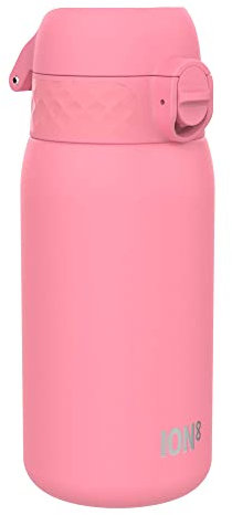 ION8 Botella Termica de Agua Acero Inoxidable para Niños, 320ml / 11oz, a Prueba de Fugas, Fácil de Abrir, Cerradura Segura, Aptas para Lavavajillas, Asa de Transporte, Fácil de Limpiar, Rosa