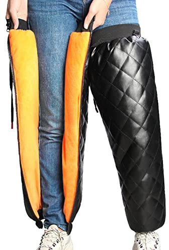 iSpchen Winter Warm Kniewärmer Motorrad Knieschützer Wasserdicht Winddichte Knieschoner verdickte Plüsch Leggings Beinstulpen Unisex Damen Herren Thermo Beinwärmer für Winter Radsport,70cm