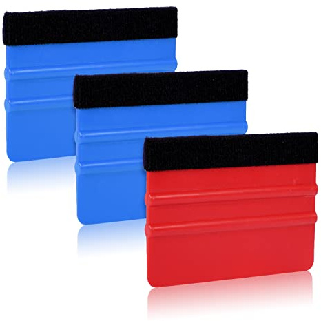 LUTER 3st Skrapa för Vinyl, Robust Plast Filtskrapa Vinylskrapa Handapplikatorskrapa Felt Squeegee för Bilvinylvarp, Hantverk, Fönster, Tapeter, Skylttillverkning (Röd, Blå)