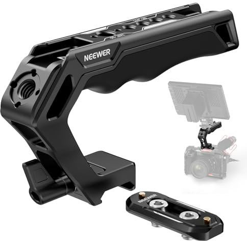 NEEWER Top Handle obere Griff und NATO Schiene Kit, Komfort Silikongriff mit NATO Schnellwechsel, 3 Zubehörschuhe und 1/4 3/8 ARRI Gewinde, kompatibel mit SmallRig Camera Cage Video Rig, CA008