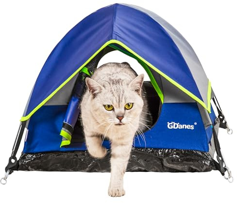 Blue Cat Tent, Large Cave Bed for Indoor Cats and Small Dogs with Soft Mat - 22 x 22 x 14