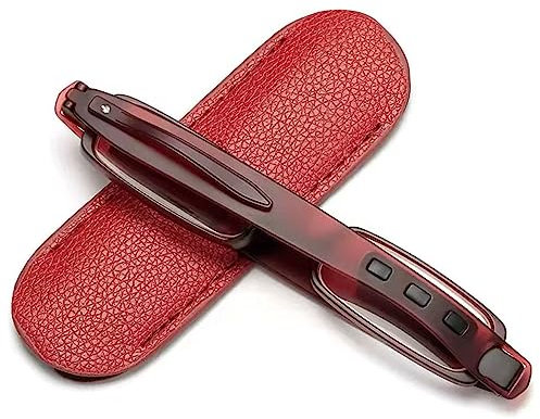 Lanomi Kompakte Faltbare Lesebrille Damen Herren 360 Grad Drehung Lesehilfe Leicht TR90 Sehhilfe Klein Schmal Zusammenklappbare Brille mit Lederetui Rot (blaulichtfilter) 2.5