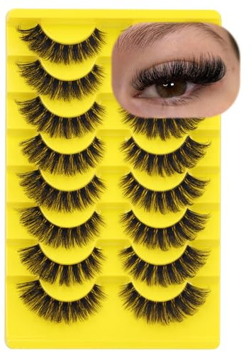 ALICE Cat Eye Lashes D Curl Russian Strip Lashes 17mm Fluffy False Eyelashes Clear Band Eyelashes Dramatic Faux Mink Lashes 8 Pairs