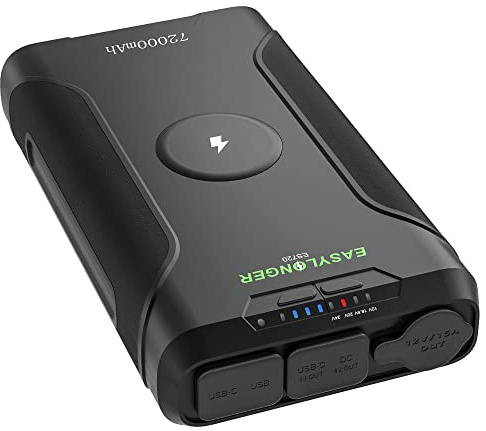 EASYLONGER ES720 Portable Power Station, 72000mAh/266.4Wh Battery Backup | 12V 24V Adjustable DC output, Wireless Charger Battery Pack, Camping Power Pack for Outdoor, Fishing,Emergency, RV Trip