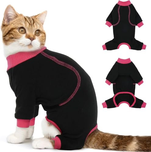 DENTRUN Katzen-Operationsanzug, Katzen-Nach-Operationsanzug, Katzenkleidung nur für Katzen, Kätzchen, Einteiler, Katzen-Outfit, E-Halsband, alternativer Katzenpullover, verlorenes Haar