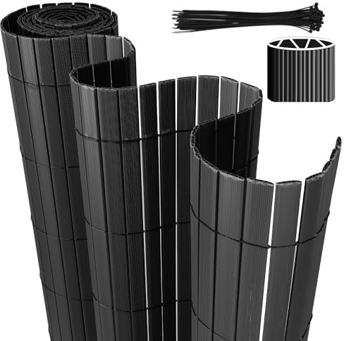 Eulenke Canisse en PVC Brise Vue, clôture d'intimité 80 x 400 cm avec Serre-câbles Lattes renforcées, Brise-Vue pour clôture de Jardin, terrasse, Anthracite