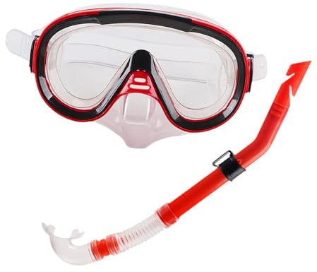 Harilla Máscara de Buceo con Vista Amplia, Conjunto de Snorkel para Hombres y Mujeres, Equipo para Adultos, Equipo de Snorkel, Gafas de natación para Deportes, Rojo Claro