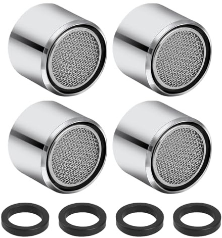 Diffaxy Lot de 4 régulateurs de jet M22, aérateurs pour robinets d'évier de cuisine, filtre avec boîtier en laiton chromé, filetage intérieur économiseur d'eau, pour salle de bain, cuisine