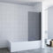 Paroi de douche pour baignoire sans perçage - 70 x 140 cm - Verre de sécurité gris 5 mm - Noir mat - Profilés en aluminium - 1 pièce - Paroi de douche pliante - Revêtement nano AQUABATOS
