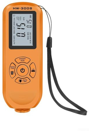 HW300S Jauge d'épaisseur de revêtement pour mesure numérique des couches de peinture avec induction magnétique et modes statistiques (orange)