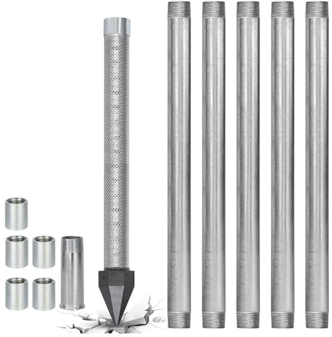 Kit Spetsfilter 1-1/4 Tum för Hållbar Grundvattenutvinning, Anti-Sand Filter Rostfritt, Varmförzinkade Rör och Slagkopplingar för Oberoende Tillgång till Vattenkällor(5M Kit)