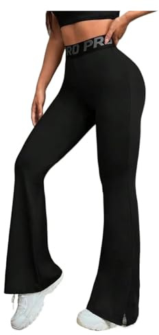 IOEUIWP Yogabyxor för kvinnor, alla årstider, anständiga bokstäver, hög midja, fotled, utsvängda byxor, leggings för yoga fitness