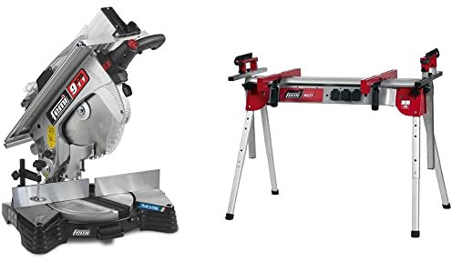 Femi 911 segatrice Ingletadora para madera 305 mm Motor 1600 W inducción + Femi Multy 360 Banco de trabajo plegable y portátil de aluminio para troncatrici y segatrici