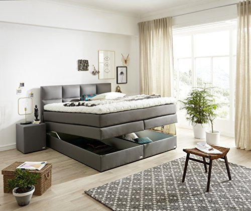 WELCON Boxspringbett Rockstar 160 x 200 mit Bettkasten und Stauraum, über 50 Farben, Taschenfederkernmatratze mit über 1000 Federn 9cm Topper H1 H2 H3 H4 H5 (beliebig kombinierbar)