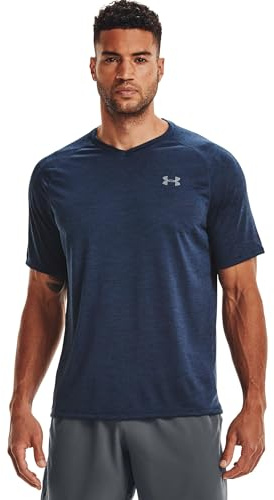 Under Armour Men's Tech 2.0 V-Neck Short-Sleeve T-Shirt, Academy Blue (408)/Steel, 4X-Large Tall