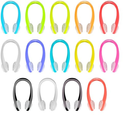 Hurdilen Swimming Nose Clip, 14 Packs Swim Nose Plugs with Waterproof Silica Gel for Kids (Age 7+) and Adults, Multi-Color (Transparent Type)