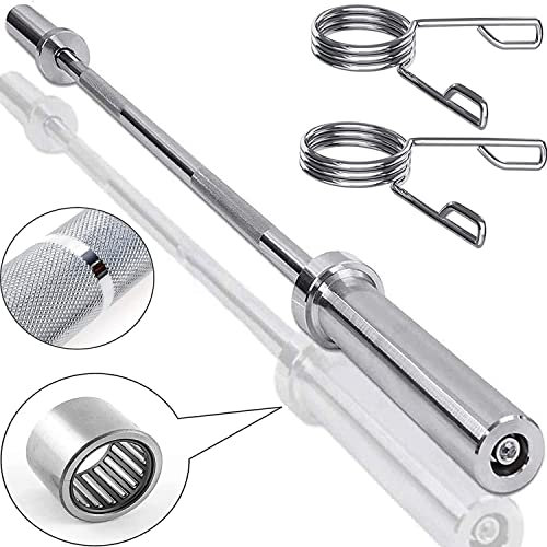 MYOYAY Hantelstange für Gewichtheben | Fitness 1,2 m Langhantelstange mit 2 Federclip-Verschlüssen | Chrom, rutschfester Handgriff, massiver Stahl, Fitnessgeräte, Training, Fitness, Übung, Workout