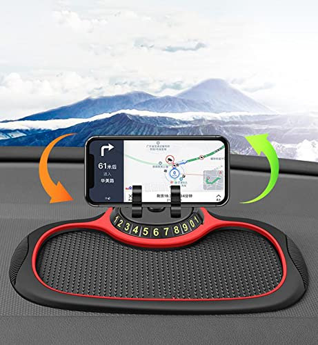 Handyhalterung Auto,Non-Slip Multifunktionales Telefonpad,Handyablage Armaturenbrett,Antirutschmatte,360 Grad Drehbare Autschfeste Telefonhalterung Für Autos Rutschfestes Telefonpad Dashboard (Rot)