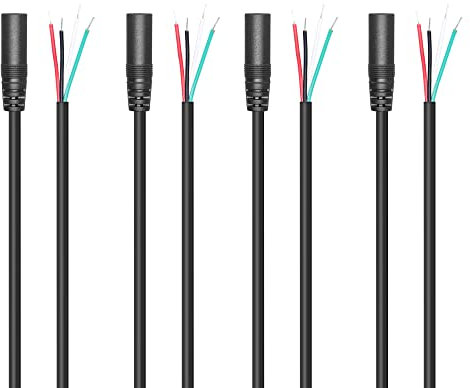 RIIEYOCA Ersatz-3,5-mm-Buchse auf blankes Kabel, offenes Ende, 1/8 Zoll TRRS, 4-poliges Stereo-Audiokabel für installierte Audiogeräte oder Reparatur von Kopfhörer-Mikrofonkabeln, 1 m (4 Stück)