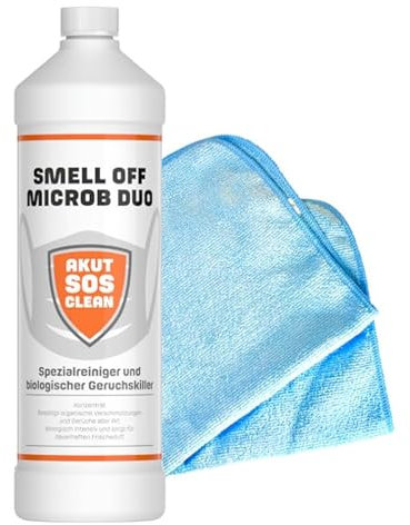 Akut SOS Clean SMELL OFF MICROB DUO Enzymreiniger - Spezialreiniger & biologischer Geruchskiller mit aktiv Microben für Kleidung Heimtextilien Möbel Gratis CHIMP TOOLS Mikrofasertuch