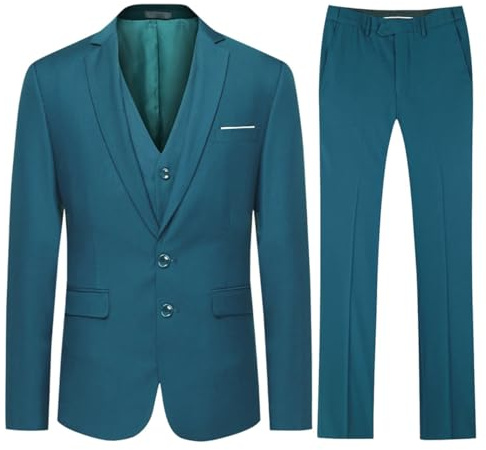 Allthemen Costume Hommes 3 Pcs De Mariage Party Costumes Blazer Gilet Pantalon Casual Bleu S