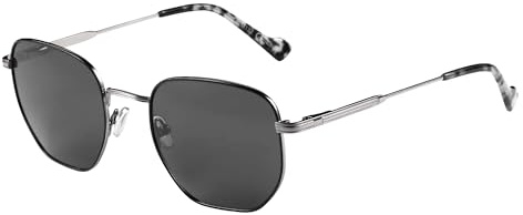ZENOTTIC Occhiali da Sole Polarizzati Uomo Donna Montatura in Metallo Esagonale Retrò Protezione UV400 per Guida Escursioni Feste Grigia/Grigie