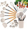 33 sets of silicone kitchen utensils set, 446 F heat resistant, spatula, spoon, tableware set