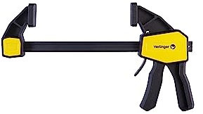 VERLINGER Morsetto Falegname Morsa A Vite Morsetto A Una Mano Per Serrare In Plastica E Acciaio Per Lavorazione Del Legno Strumento 30 x 18 x 4 cm Giallo Nero Standard